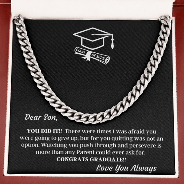 Day Necklace - Son Graduation Gift - Quitting Was Not An Option - With Message Card - clc10-grad