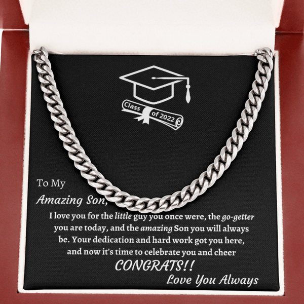 Day Necklace - Amazing Son Graduation Gift With Message Card - clc8-grad