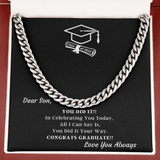 Day Necklace - Son Graduation Gift - You Did It Your Way - With Message Card -clc9-grad